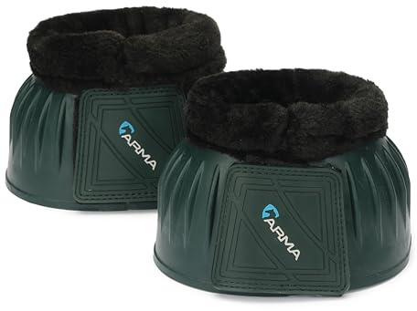 Shires Equestrian Equine Horse Arma Fleece Overreach Green Pony Bell Boots