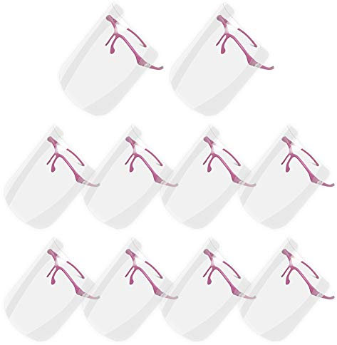 AIEOE 10 x Schutzvisier mit Brille Transparent Visier aus Kunststoff Wiederverwendbare Mundschutz für Brillenträger