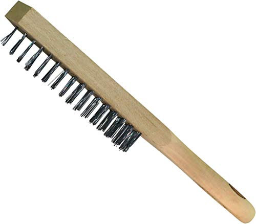 AERZETIX - Cepillo de alambre con Pelos de Acero 5 filas - Longitud 270mm - Raspador de mano - Mango de madera - Adecuado para limpiar/decapado/lijar/soldar/óxido/abrasivo - C45950