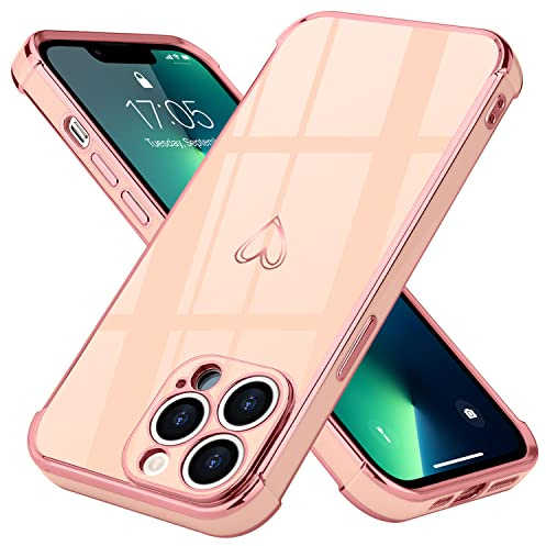 Lafunda kompatibel mit iPhone 13 Pro Max Handyhülle Mädchen Liebesherz Silikonhülle weich TPU Hülle Ultra dünn Stoßfeste Schutzhülle Bumper Silikon case für iPhone 13 Pro Max Rosa