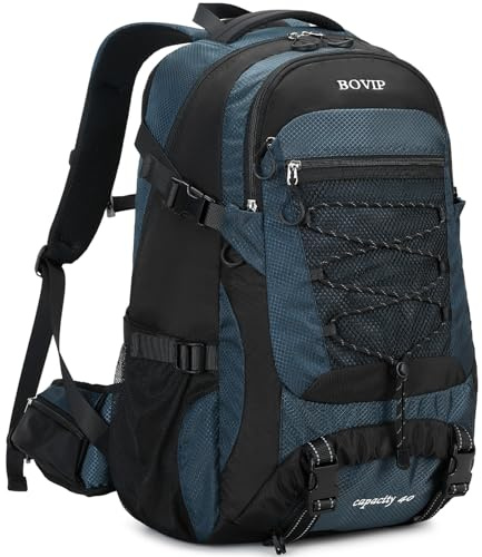 BOVIP 40L Wanderrucksack Wasserdicht Leichter Tagesrucksack Reise Sport Camping Rucksack für Männer Frauen, blau