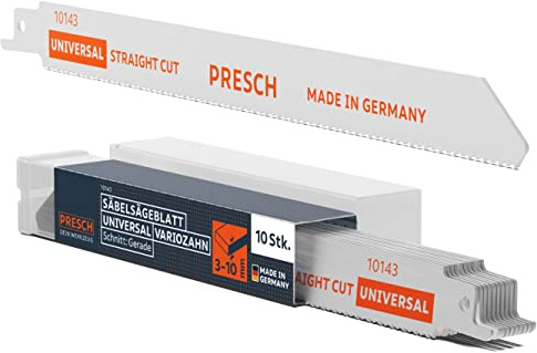 Presch Lames scie sabre Universelles pour Bois et Inox 210mm 10 pcs - 8% Cobalt Lames de scie pour carbure et bois avec clous - Jeu de lames de scie sabre avec boîte