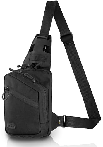 M-Tac Elite Sling Bag - EDC Tactical Crossbody Concealed Carry CCW Chest Pack, Schwarz, Einheitsgröße, Ohne Schlaufen-Panel