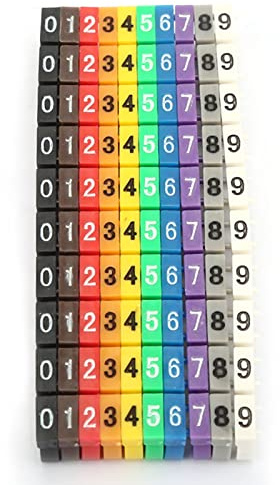 Suivi de Câble électrique Identification Rj45 Numéro Numérique Tube Étiquette de Numéro de Fil Tube Marqueur de Câble électrique Coloré (100Pcs 6Mm²) (100PCS -4MM 4 carrés)