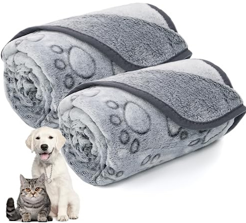 LOKOZ 2 Pack Dog Blanket for Small Medium Dogs, Soft Washable Fleece Pet Blankets with Paw Print, Puppy & Cat Blanket for Bed Couch Sofa, 24x32