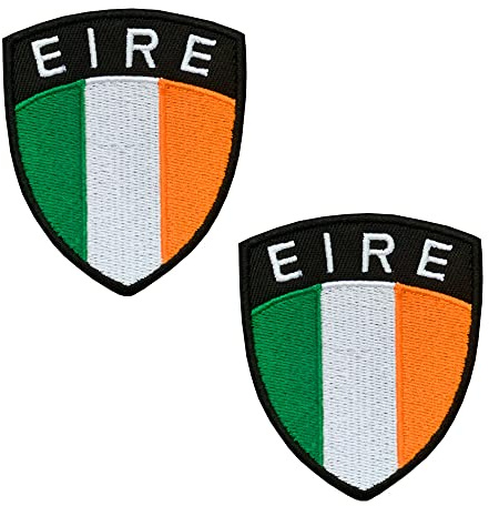 2 parches bordados de la bandera de la República de Irlanda para planchar o coser en escudo irlandés emblema nacional para chaquetas, jeans, jersey, motociclista, ropa de fútbol, ropa de costura