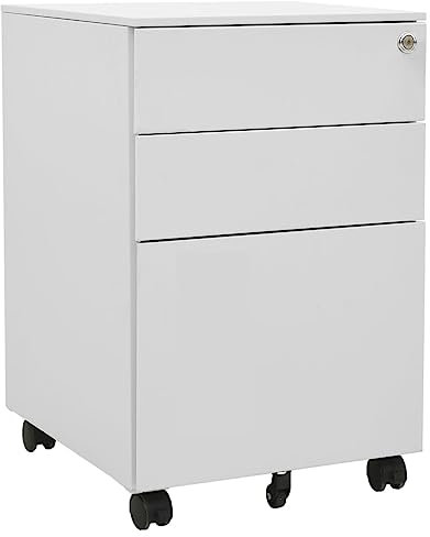 Bussandri Exclusive - Aktenschrank mit Rollen Hellgrau 39x45x60 cm Stahl