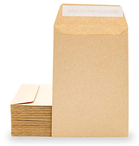 M-Office - Sobres de papel kraft, pequeños sobres de silicona para invitaciones o bolsas de regalo para invitados de boda, 100 x 145 mm, sobres para joyas o semillas · M-Office (100 unidades)