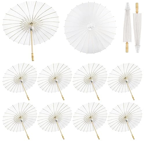HOOMUU 12 Pcs Parasol Umbrella 33 Inches Paper Umbrellas for Wedding Chinese Japanese Umbrellas DIY Oiled Painting Craft Decorative for Party Decor Outdoor Photography Props