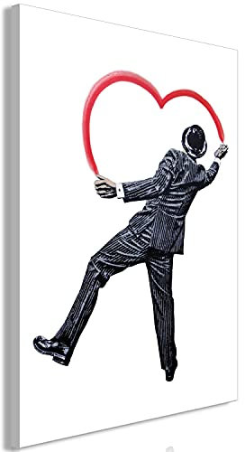 murando - Akustikbild Banksy Herz Spraye Bilder Akustikschaum Hochleistungsschallabsorber Schallschutz Leinwand 1 tlg Wandbild Raumakustik Schalldämmung Herr Mann Liebe Heart
