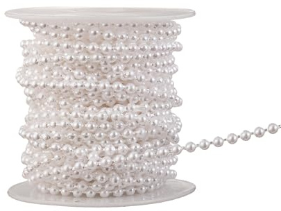 YoungJewl 3mm Millet Beads Crafts Faux Pearl Beads Garland Pearl Bead Roll Strand of Pearls to Decorate Floral Centerpieces Wedding Party Favor Christmas Tree(33 Feet White)