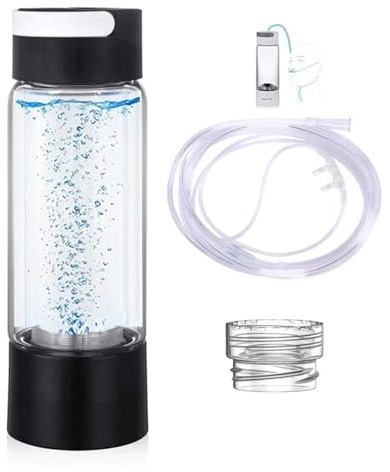 Hydrogen Rich Water Generator Bottle, SPE PEM Dual Chamber lonizer, 1200-5000PPB High Concentration H2 Inhalation Device, Office Home Travel Use