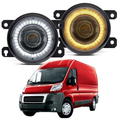 Fari Anteriori 2 X per Fiat per Ducato 250-290 2014-2020 30W 4000LM Angelo Occhio Luce Marcia Diurna DRL H11 12V Auto LED Lente Fendinebbia Montaggio Faro Fanale Proiettore (Misurare : White And Whit