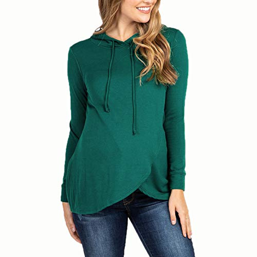 SISAY Sweat Maternité Vetement Enceinte Grossesse Hiver Sweat-Shirt à Capuche Femme Grande Taille Tee Shirt Allaitement Tunique Portefeuille Haut Asymetrique Fluide Blouse Automne Mode Pull Printemps