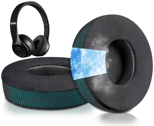 SoloWIT Cooling Gel Replacement Ear Pads Cushions for Beats Solo 2 & Solo 3 Wireless On-Ear Headphones, Earpads with High-Density Noise Isolation Foam, Added Thickness - Dark Green