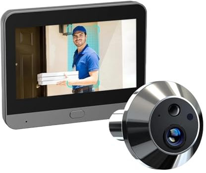 ThikK Cámara de Mirilla Inteligente Tuya 1080P, WiFi, 2,4G, detección automática de Puerta, Timbre inalámbrico Alexa Google for el hogar, cámara de Puerta Magic Eye (Color : One Alexa Door CAM)