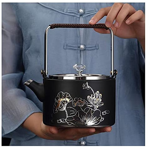 Théière 1000ML Pot d'eau bouillante 304 bouilloire à thé en acier inoxydable épais faire une théière pour cuisinière à induction domestique théière à fond plat théières cafetière