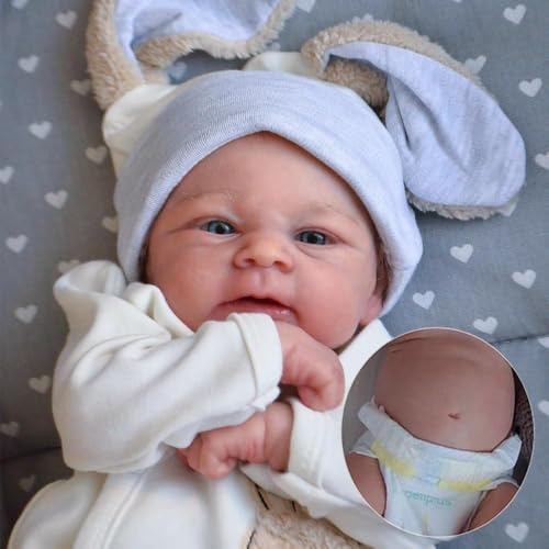 Zero pam Reborn Baby Junge 45CM Reborn Baby Puppe Mit Blaue Augen Lebensechte Babypuppen Puppe