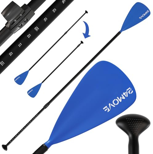 24MOVE® Paddel Teleskoppaddel Stechpaddel Einzelpaddel für SUP Stand Up Board, Leicht aus Aluminium 210cm, grün, blau, schwarz