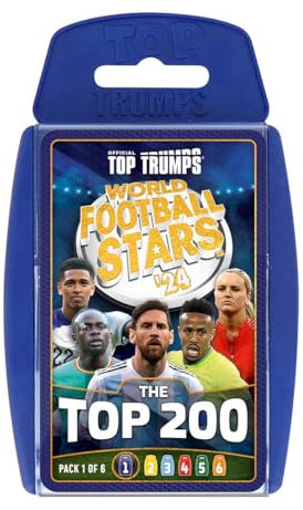 Top Trumps World Football Stars Top 200 Card Game Pack 1, Play with Lionel Messi, Sadio Mane, Mac Allister, Ederson and Jamal Musiala, educational gift for ages 6 plus
