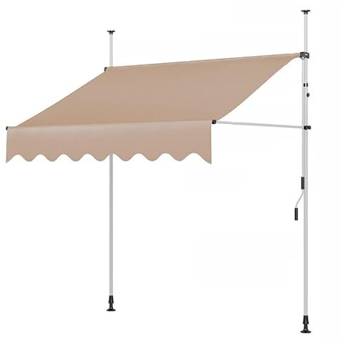 LXRHLIKG Einziehbare Klemmmarkise für Terrasse, Höhenverstellbare Einziehbare Klemm Markise mit Manueller Kurbel, aus Polyester mit UV-Schutz (Color : Ivory White, Size : 157in/400cm)