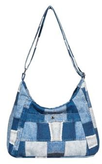 CORIOS Bolso Bandolera de Lona para Mujer Retro Bolso de Hombro Gran Capacidad Bolsa Shopper Bolsa de Ocio Ligero Bolso de Mano Multifuncional Bolso Tote para Citas Compras Trabajo Viajes Azul
