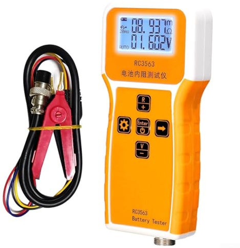 Battery Tester with LCD Display, High Precision Battery Voltage and Resistance Tester Meter for Lithium Ion Batteries(Tester + Clip)