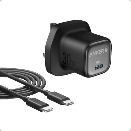 Anker Zolo 30W Compact GaN Charger, PIQ 3.0 PPS Fast Charging, Exclusive Low-Temperature Technology, Ultra-Safe and Portable, For iPhone, iPad, Samsung, Pixel, and More (USB-C Cable Included)