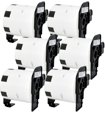 6 Rouleaux d'étiquettes Blanches DK-11209 Compatibles avec les Rouleaux d'adresses Brother, étiquettes d'expédition de 29mm x 62mm pour imprimante d'étiquettes Brother QL-800 étiquettes par rouleau