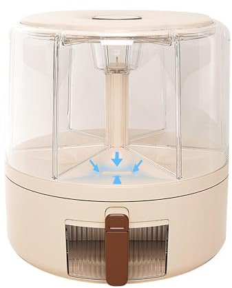 Generico Kitchen Grain Dispenser with Multi Grids, 360-Degree Rotating Food Storage Container, Airtight Grain Storage Dispenser, Multi-Grid Dry Food Container for Rice,
