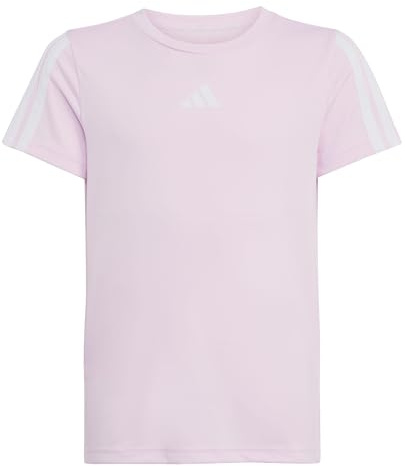 adidas Girl's Train Essentials 3-Stripes T-Shirt, Clear Pink/White, 13-14 Years