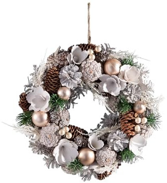Gruppo Maruccia - Ghirlanda Natalizia da Porta con Pigne, Rose, Palline - Diametro 30 cm - Idea Regalo