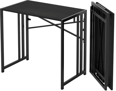 Lutown-Teen Klappschreibtisch 90 cm, Schreiben Gaming Computer Camping Schreibtisch, Keine Montage erforderlich Home Office Tisch, Schwarz | Schreib-Gaming-Computertisch für kleine Räume, keine Montage erforderlich, kleiner Bürotisch
