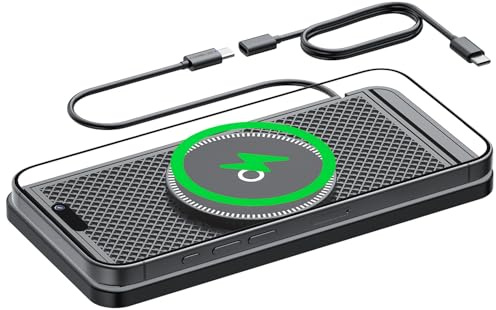 Magnetic Charger Pad 7 15 20W Max Fast Wireless Charger, Non-Slip Wireless Charging Pad QI 2 Car Charger, Ultra Slim for smart Phone accessories Mat 1 meter for USB/Type C (USB C type C)