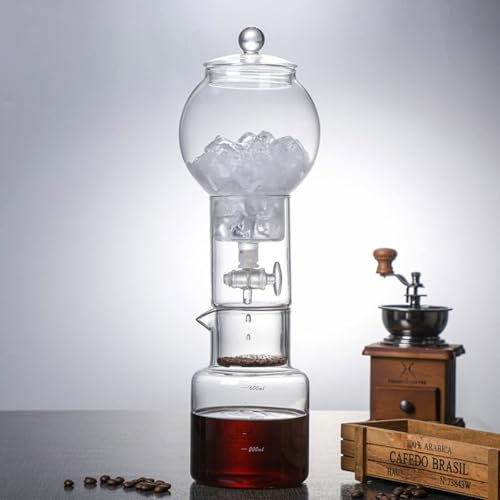 Genérico Cafetera de Goteo para Hielo de 600 ml, cafetera de Vidrio para café frío, con válvula reguladora de Velocidad de Goteo, extracción en frío Tipo Goteo.