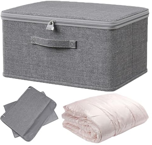 YUZHEDM Cajas Organizadoras con Tapa Caja con Cerradura 30 * 20 * 14cm Caja de Almacenamiento Plegable con Tapa con Cerradura Adecuado Para Guardar Juguetes, Ropa, Edredones, Medicamentos, etc.