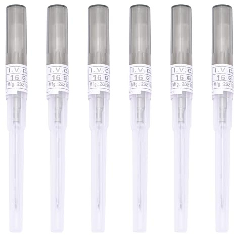 AceFun ago piercing,6 pezzi 14g 16g (1.2 mm) 18g 20g 22g aghi cannula piercing acciaio inox corpo cavo Grigio per orecchio naso pancia ombelico capezzolo