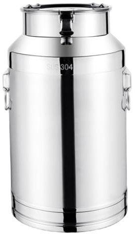 Stainless Steel Milk Jug, Coffee Cup Mug, 5 L Stainless Steel Bucket with Lid & Secure Buckle & Lifting Ring, Milk Frothing Pitcher Jugs for Food, Liquid