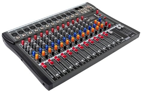 Mischpult DJ, DJ Sound Controller Interface-Mixer mit LCD-Display, Drei-Band-Equalizer, Echtzeit-Überwachung, Bluetooth 12 Kanal Audio Mixer für Heim-KTV, Bar