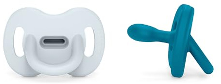 Suavinex, Pack 2 Sucettes Tout Silicone, Bébé 6/18 Mois, Tétine Symétrique SX Pro, Réversible, Douce et Souple, Idéal Dormir, Respecte le Développement Buccodentaire, Colour Essence, Bleu