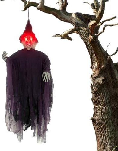 Decorazione del teschio di Halloween - Figura fantasma appesa leggera, accessorio scheletro spaventoso | 36inch Ornamento volante con occhi, orrore spaventoso per la configurazione della scena