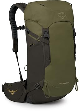 Osprey Kestrel LT 28L Herren Rucksack - Leichte Wander- & Reisetasche mit wasserdichtem Regenschutz, Moosgrün