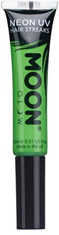 Moon Glow Strisce di colore per capelli UV al neon | Mascara per capelli - Tintura temporanea per capelli lavabile | Colore neon brillante, si illumina sotto l'illuminazione UV, Verde intenso, 15 ml