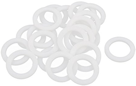 sourcing map 20 Stück PTFE Unterlegscheiben Dichtung 24mm Außendurchm. 16mm Innendurchm. 2mm Dicke für Wasserhahn Rohr Wasserschlauch, Weiß