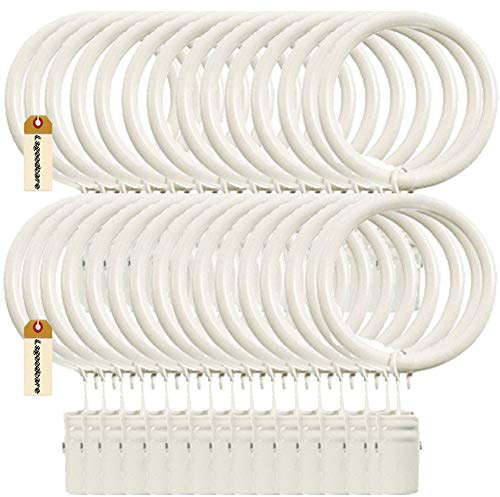 Lsgoodcare Set mit 30 dekorativen Metallringen mit Clips, 3,8 cm Innendurchmesser, weiße Clipringe für Vorhänge (hochwertiges Eisenmaterial)