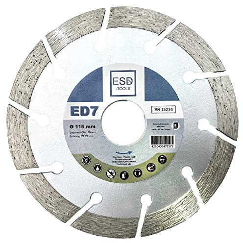 ESD-TOOLS | Diamanttrennscheibe ED7 für Beton, Stein, Dachziegel & Pflaster | Ø 115/22,23mm | 1 Stück
