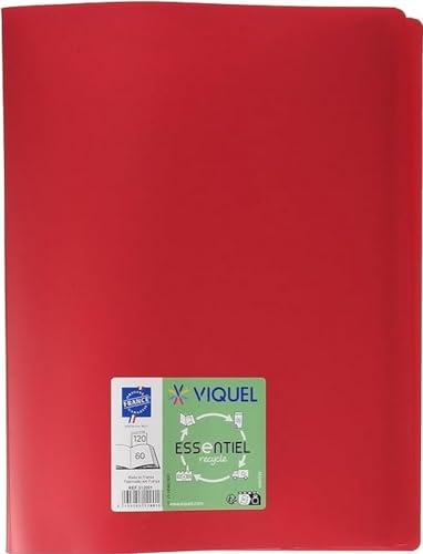 Viquel - Protège documents 120 Vues (60 pochettes) - Reliure Format A4 ESSENTIEL - Fabriqué en France - Rouge