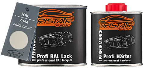TRISTARcolor RAL 7044 Seidengrau seidenmatt Lack Dose + Härter 0,75 L | 2K-Set aus Lack + Härter, schnelltrocknend