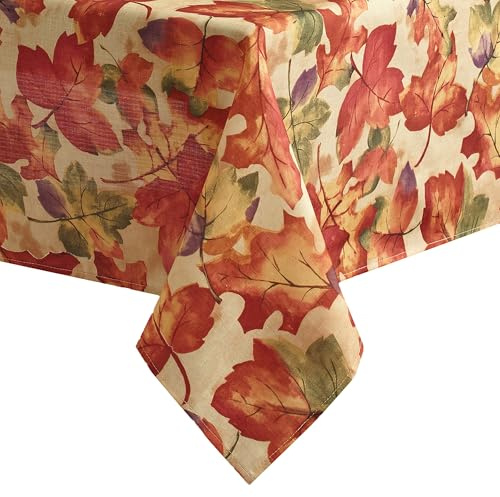 Threadmade Harvest Festival Fall Printed Tablecloth, Multicolor - 60 W x 84 L