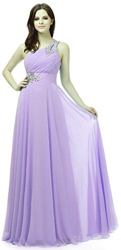 Zorayi Vestido formal de noche para mujer, con un hombro, de gasa, para bailes, damas de honor lavanda 42